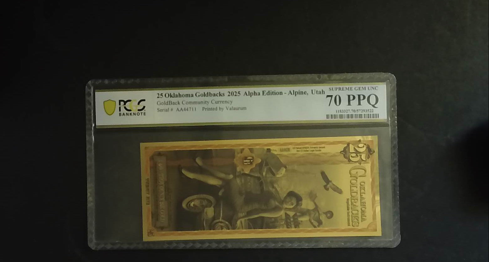 2025 Oklahoma 25 Goldback Alpha Edition PCGS 70 PPQ First Year 1/40 oz Gold