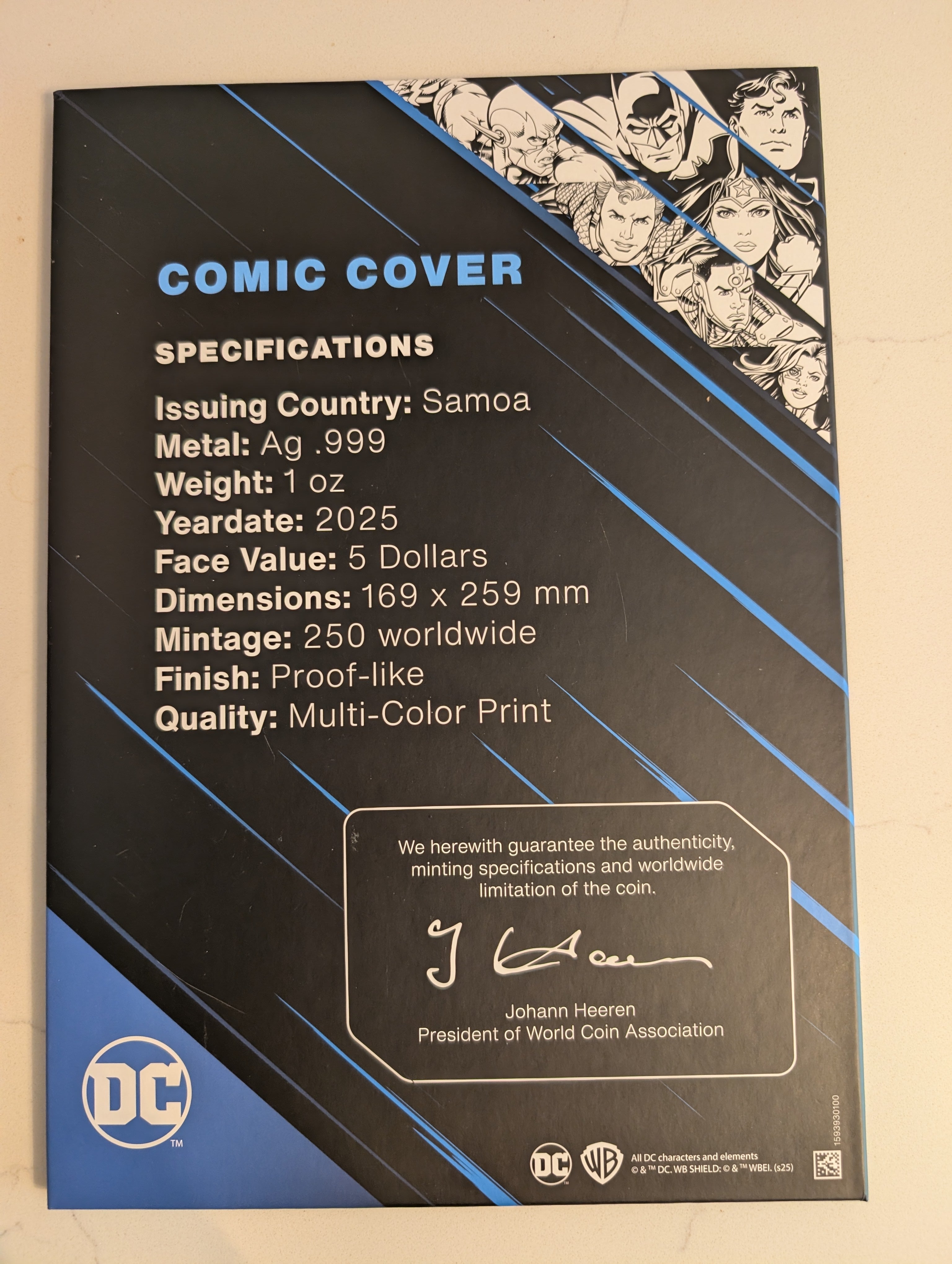 2025 Samoa DC Batman #251 Comic Cover 1 oz .999 Silver Coin Display