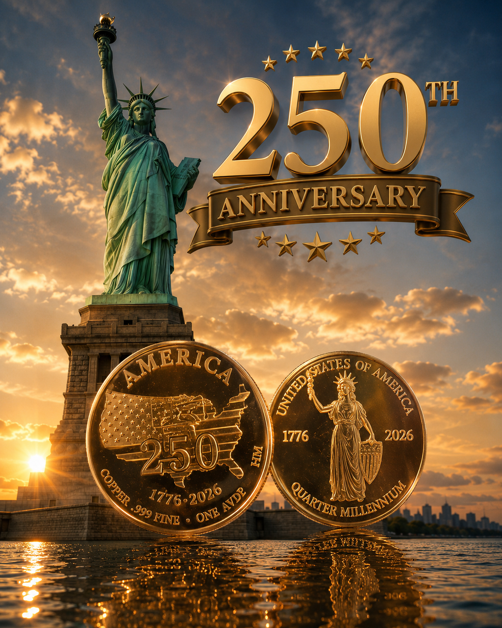 2026 Liberty 250th Anniversary 1 oz .999 Fine Copper Round – Quarter Millennium Commemorative