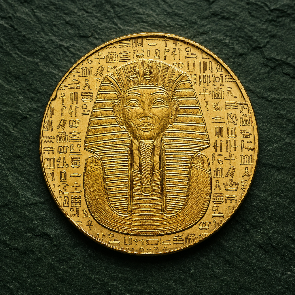 1/200 oz .9999 Pure Gold Egyptian King Tut Coin Round in Capsule – Monarch
