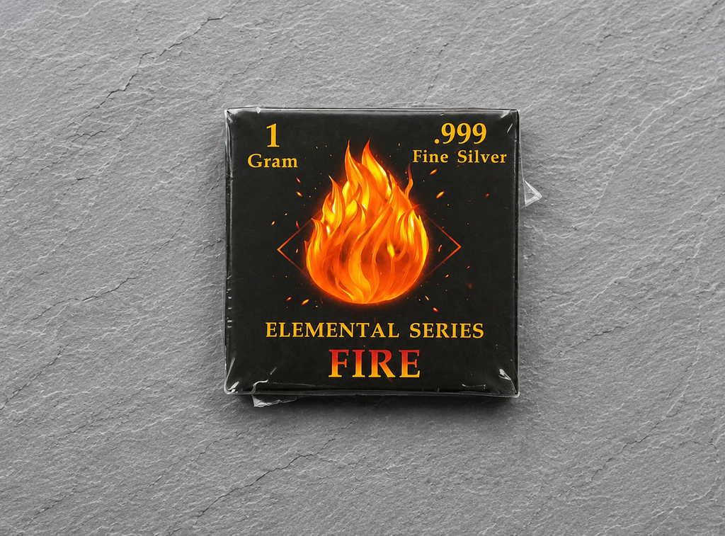 1 Gram .999 Fine Silver Elemental Series FIRE Bar – Limited Edition | Chance at Colorized or 24K Gold-Plated Edition