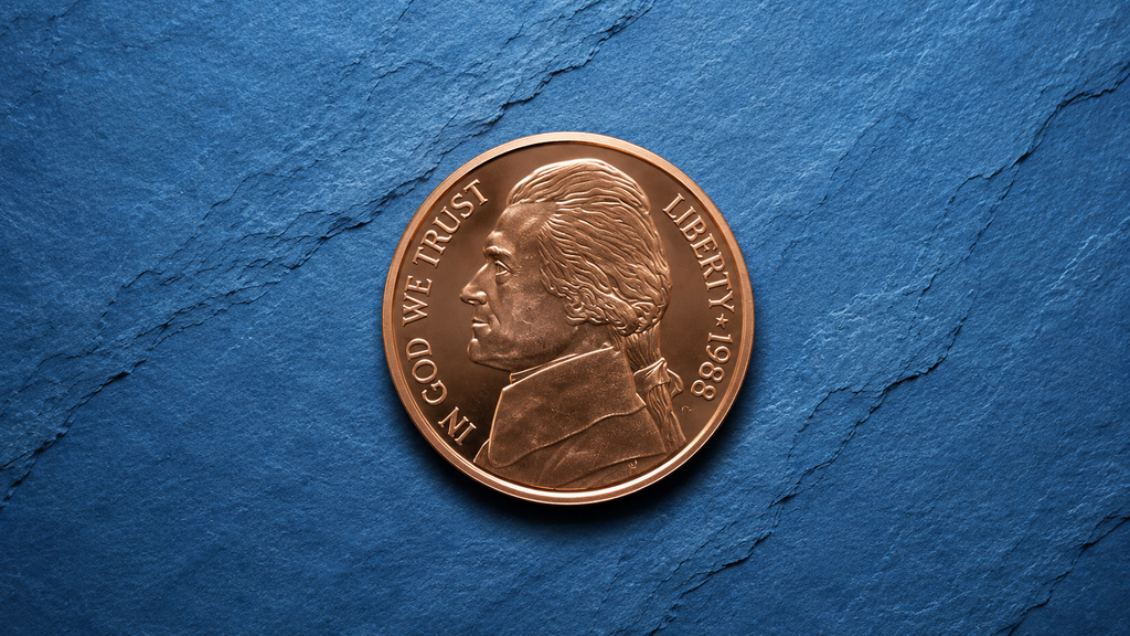 1988 Jefferson Nickel Design 1 AVDP Ounce .999 Fine Copper Round | American Classic Collection