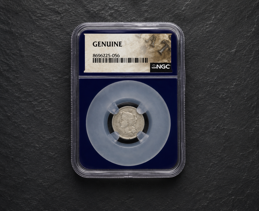 1865 Three-Cent Nickel (3CN) NGC Certified Genuine | Historic U.S. Coin