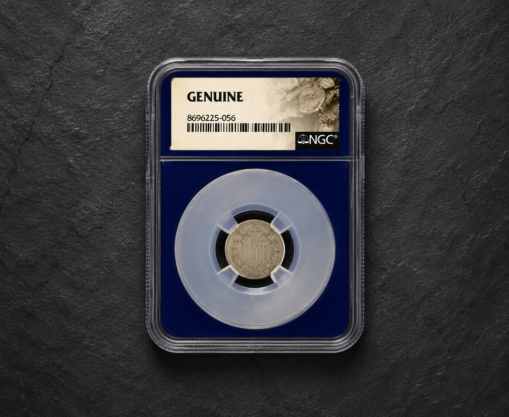 1865 Three-Cent Nickel (3CN) NGC Certified Genuine | Historic U.S. Coin