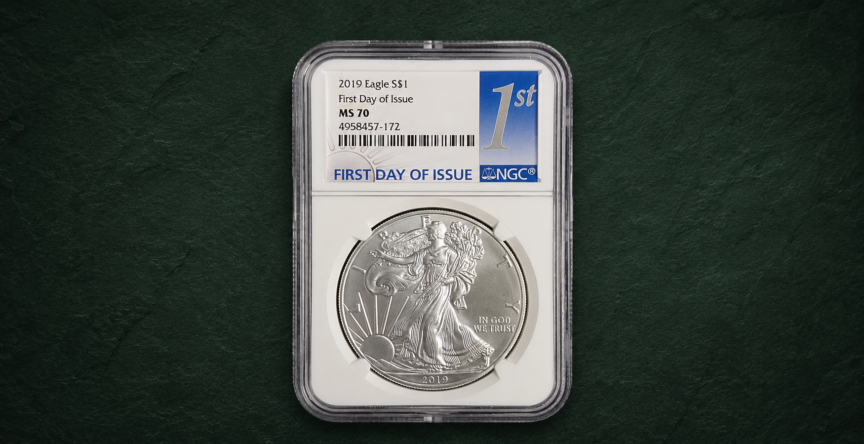 2019 American Silver Eagle NGC MS70 First Day of Issue 1 oz .999 Fine Silver Coin