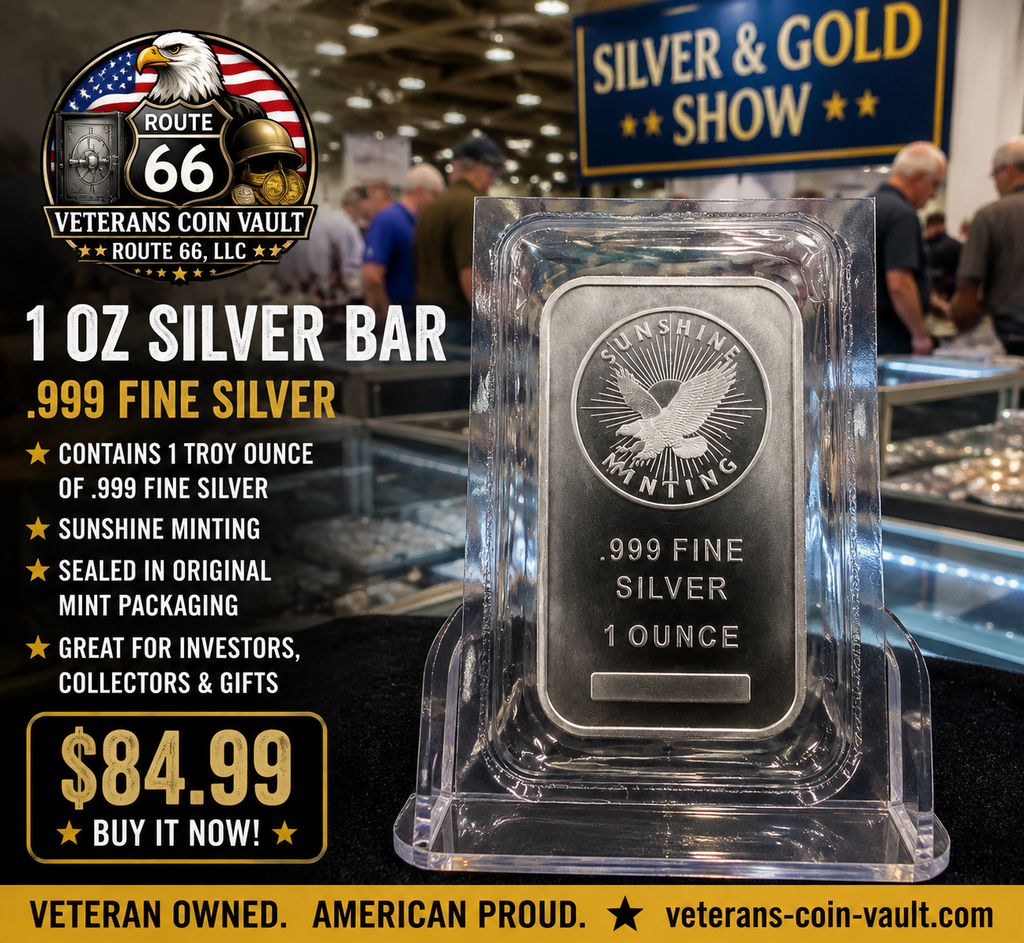 Sunshine Minting 1 oz Silver Bar | .999 Fine Silver | Sealed Mint Packaging