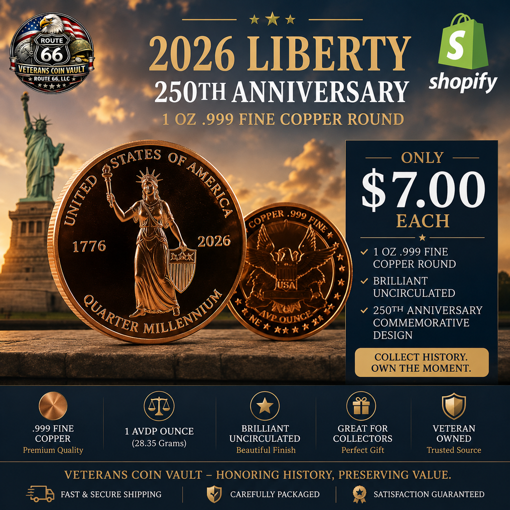 2026 Liberty 250th Anniversary 1 oz .999 Fine Copper Round – Quarter Millennium Commemorative