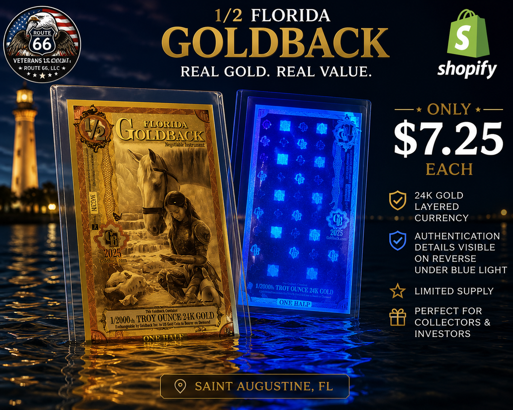 2025 1/2 Florida Goldback® | Spendable 24K Gold Currency | $7.25 Each