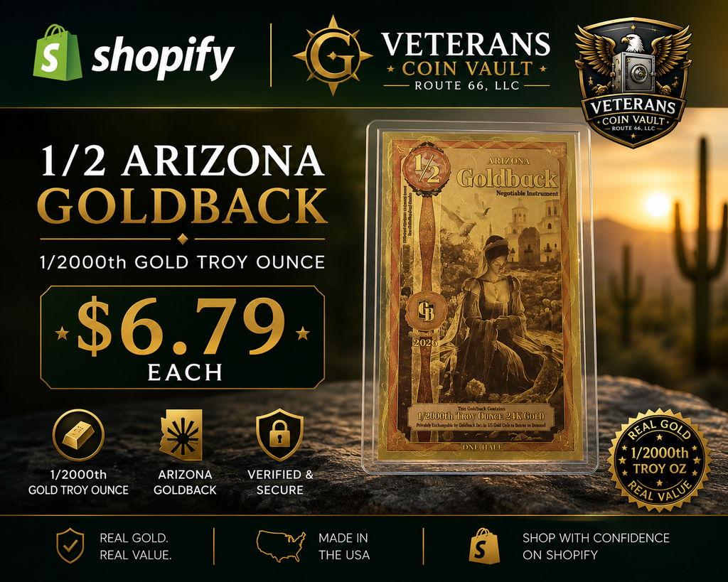 2026 1/2 Arizona Goldback® (Non-Alpha Series) | 24K Gold Spendable Currency | New