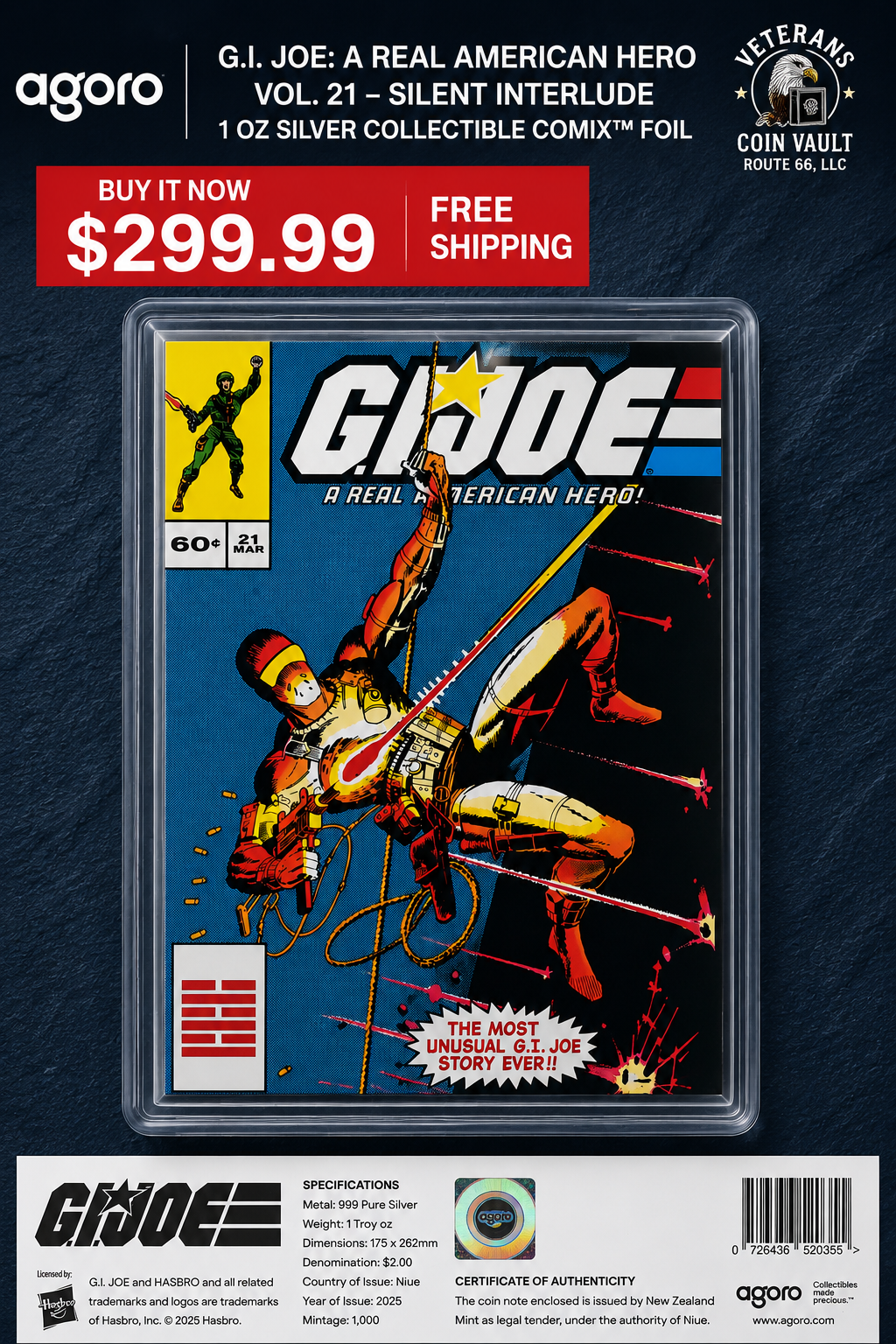 G.I. Joe: A Real American Hero Vol. 21 – Silent Interlude 1 oz Silver Collectible Comix™ Foil