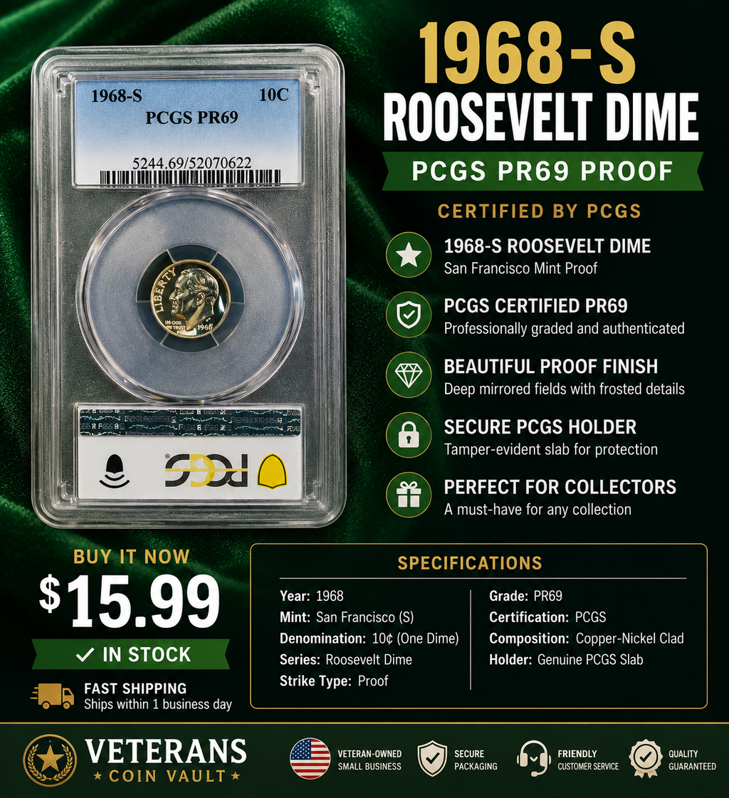 1968-S Roosevelt Dime PCGS PR69 Proof