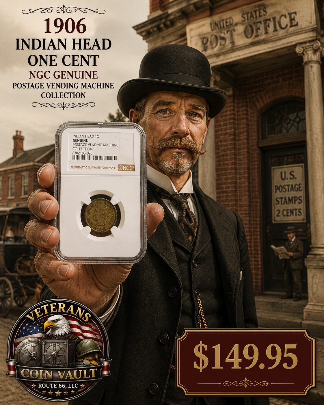 1906 Indian Head Cent – NGC Genuine Postage Vending Machine Collection – Historic U.S. Coin