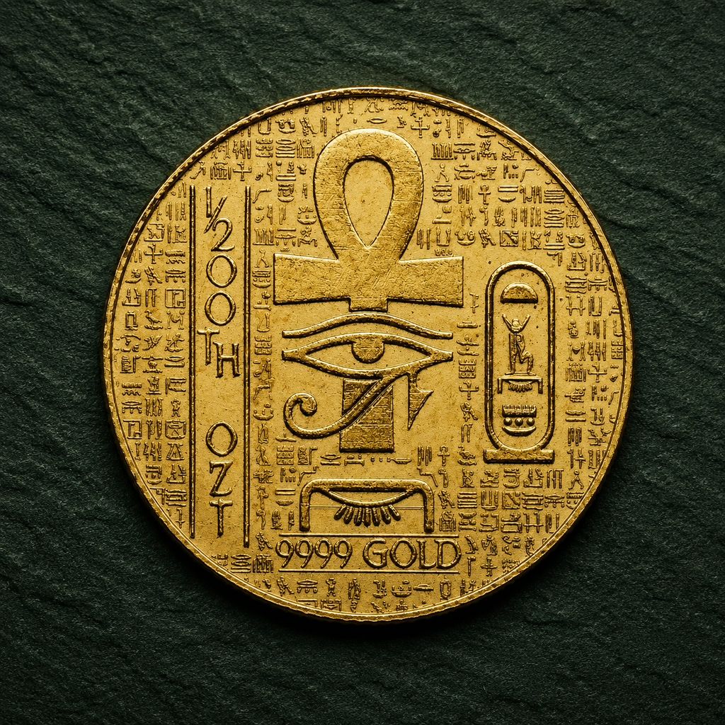 1/200 oz .9999 Pure Gold Egyptian King Tut Coin Round in Capsule – Monarch