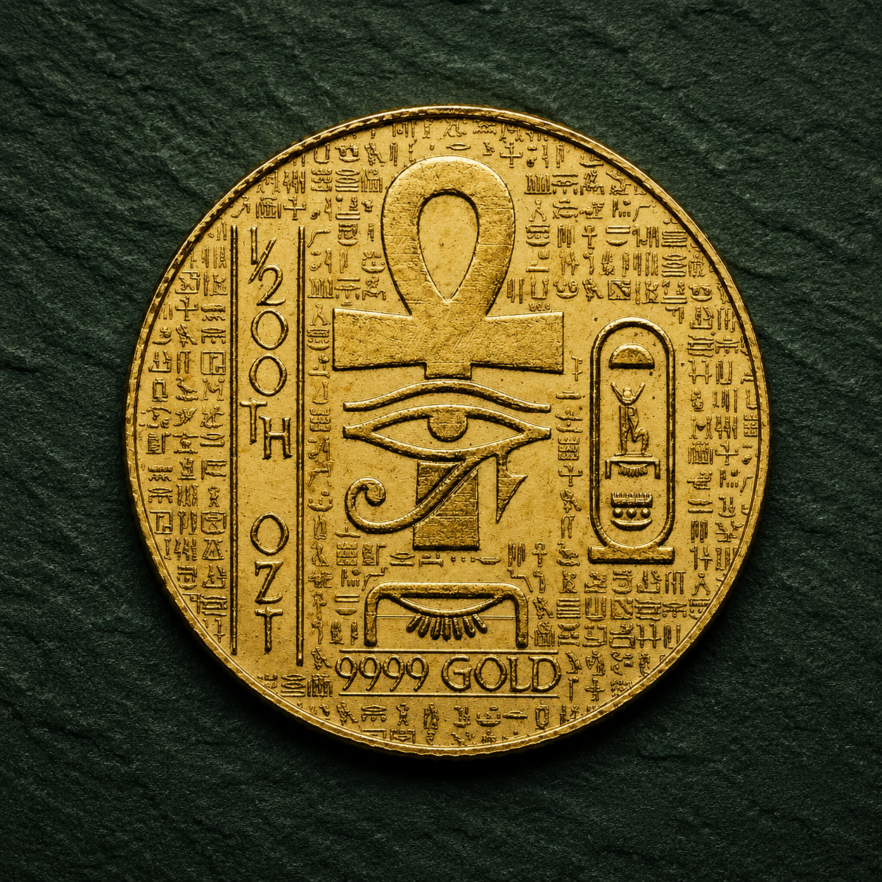 1/200 oz .9999 Pure Gold Egyptian King Tut Coin Round in Capsule – Monarch