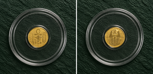 1/200 oz .9999 Pure Gold Egyptian King Tut Coin Round in Capsule – Monarch