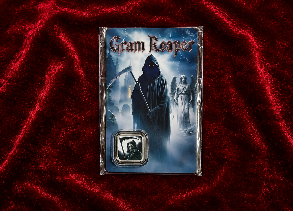Gram Reaper 1 Gram .999 Fine Silver Collectible Bar Card