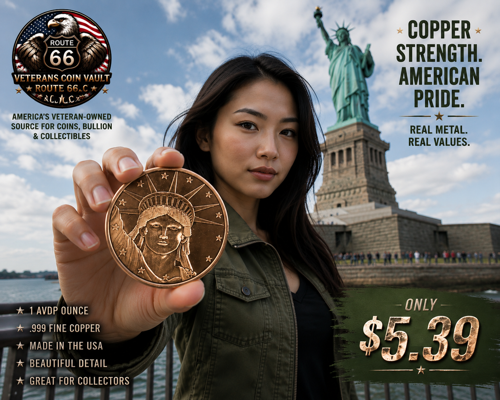 Lady Liberty 1 AVDP Ounce .999 Fine Copper Round | American Freedom Collection | USA