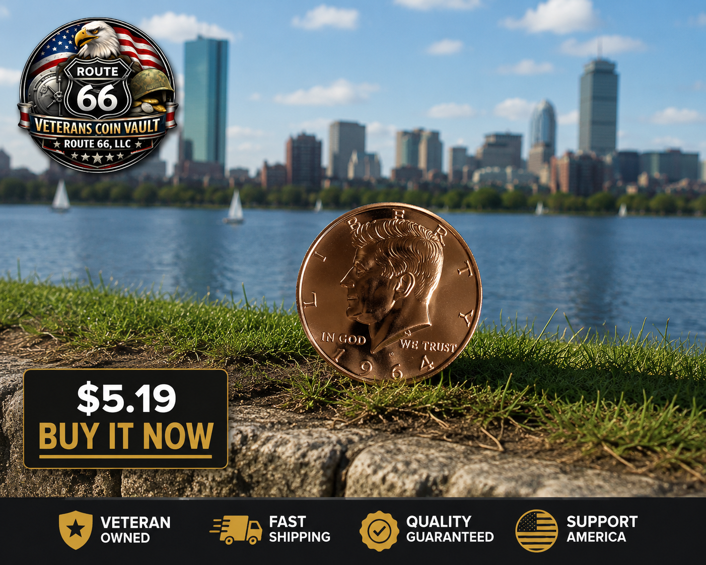 1964 Kennedy Half Dollar Design 1 AVDP .999 Fine Copper Round – Collectible Replica | Veterans Coin Vault Route 66