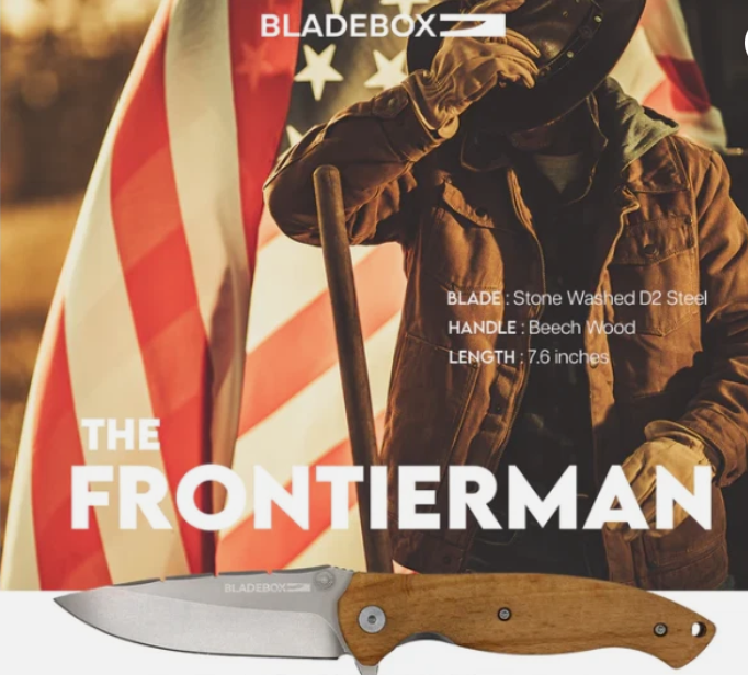 EDC Everyday Outdoor Folding Knife – D2 Stonewashed Steel – Beech Wood Handle –