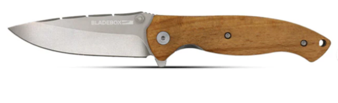 EDC Everyday Outdoor Folding Knife – D2 Stonewashed Steel – Beech Wood Handle –