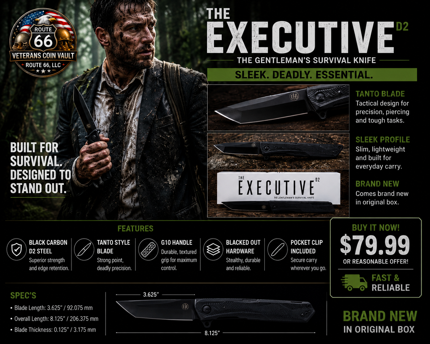 The Executive D2 Folding Knife – The Gentleman’s Survival Knife