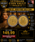 1/200 oz .9999 Pure Gold Egyptian King Tut Coin Round in Capsule – Monarch